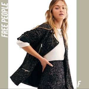 FREE PEOPLE MIDNIGHT MOTO JACKET BLACK XS NEW NWT